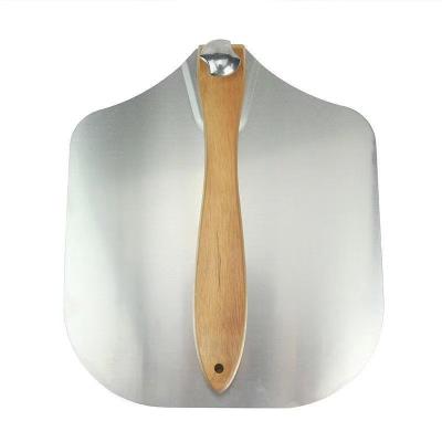 China Sustainable 12*14 Inch Pizza Shovel Wooden Oven Square Pizza Peel Wooden Handle Aluminum Pizza Shovel for sale