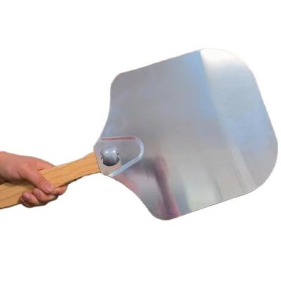 China Sustainable Pizza Shovel  Square Pizza Peel Wooden Handle 12*14 Inch  Aluminum Pizza Shovel for sale