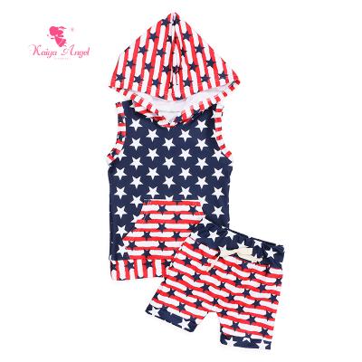 China Casual Clothing Boutique Baby Boy Hooded Clothing Sets Cotton Boys Kids Outfits Summer for sale