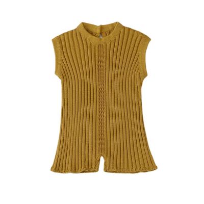 China Breathable Newborn Infant Solod Baby Spirng Autumn Sleeveless Soft Jumpsuit Romper Color Knit Woll Overalls for sale