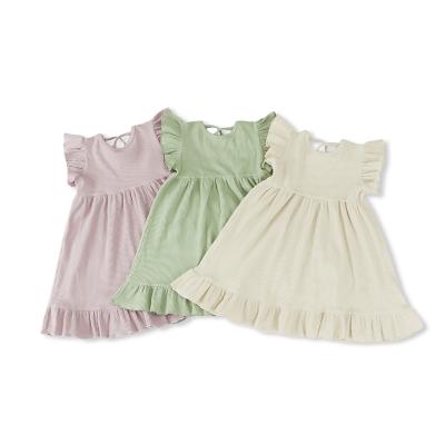 China Breathable Custom Kids Clothing 3 Colors Summer Toddler Sleeveless Baby Dress Cotton for sale