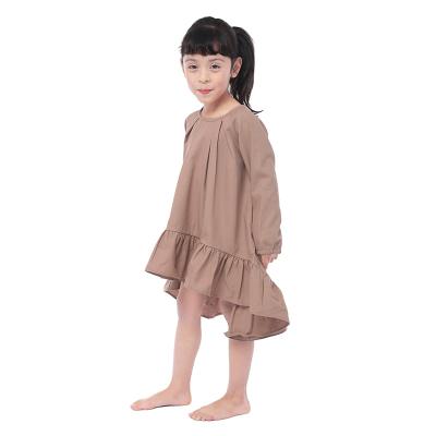 China Wholesale Breathable Girl Summer Baby Dress Kids Long Sleeves Solid Canvas Dress for sale