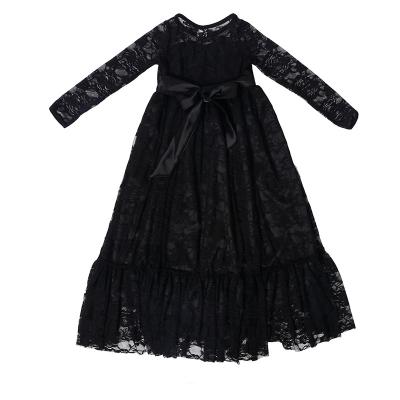 China Latest Beautiful Anti-Static Formal Lace Flower Girls Long Sleeve Babies Party Wear Dress for sale