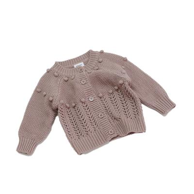 China Wholesale Fashion Baby Girl Long Sleeve Anti-pilling Cardigan Button Solid Knitted Infant Sweater Coat for sale