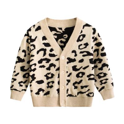 China 2021 Spring Breathable Newborn Infant Baby Knit Sweater Kid Leopard Long Sleeve Cardigan Tops Coat for sale