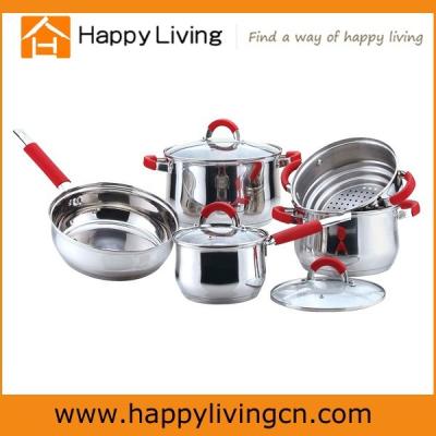 China Sustainable best quality 8pcs stainless steel cookware with lid for sale