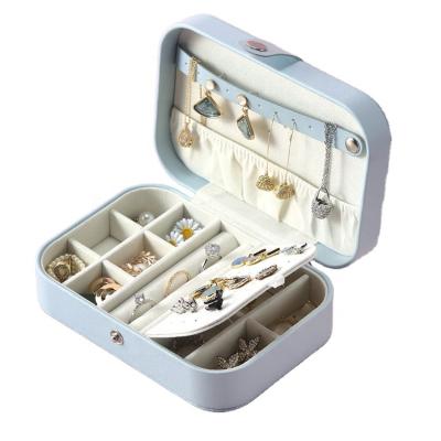 China Dresser ; Universal Small Jewelry Box Necklace Ring Storage Organizer Mini Travel Jewelry Case Leather for sale