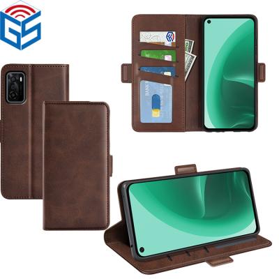 China Shockproof For Oppo A55S 5G Wallet Card Holder Flip Faux Calf Leather Back Cover Brown 2022 Fashion Bags for sale