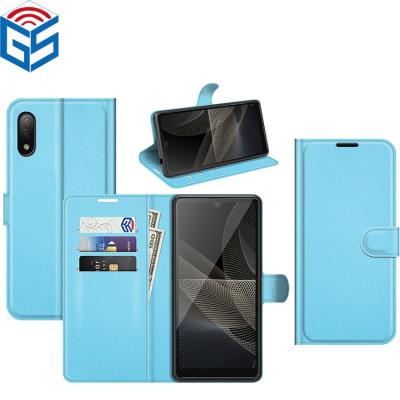 China Shockproof For Sony Xperia Ace II Lichi Premium Folio Flip Case Light Blue Wallet PU Leather for sale