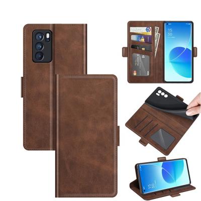 China Luxury Shockproof Calf PU Leather Flip Wallet Cover 5G Pro Phone Case For Oppo Reno 6 for sale