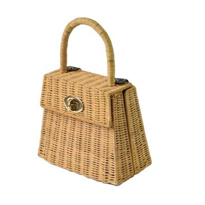 China New Fashion High Quality Rattan Solid Color Portable Small Square Bag With Patch Pocket Leisure Inner Bag for sale