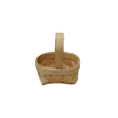 China Morden mini small six candies handwoven wood scrap basket candy wrapper basket baby birthday gift wrapper for sale