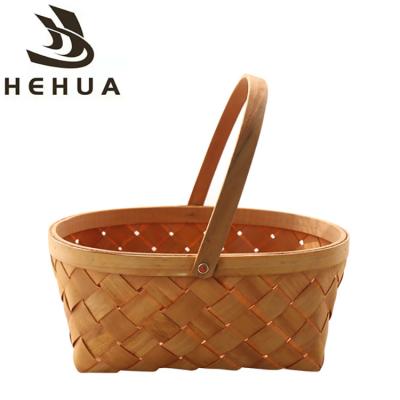 China Handmade woven baskets household supplies storage vegetable and fruit baskets wood scraps picnic baskets foreign trade woven stockings for sale