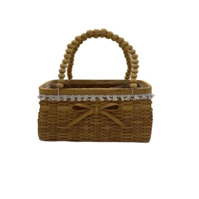 China Simple Style Hand-Woven Hand-Woven Retro Flower Basket Floral Arch Basket Floral Bouquet Portable Packing Basket Viable for sale