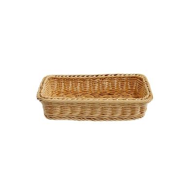 China PE Sustainable Wholesale Household Portable Food Storage Container Woven Square Rattan Basket for sale