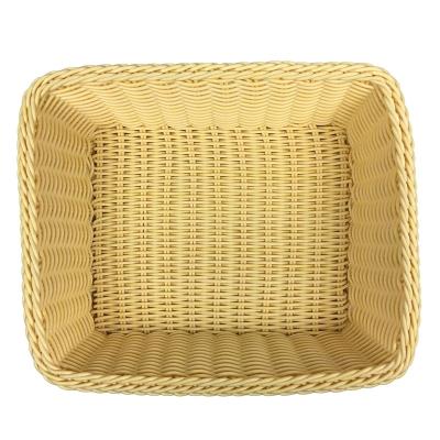 China Sustainable Manufacturers Fashion Woven Baskets Custom Rectangular Plastic Rattan Basket for sale