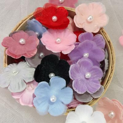 China 3D 3D DIY multicolor beaded lace flower apparel headwear decoration accessories 3CM for sale