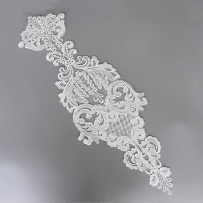 China Handmade Custom Embroidery Sequin Lace Patch DIY Wedding Dress Accessories Car Bone Lace for sale