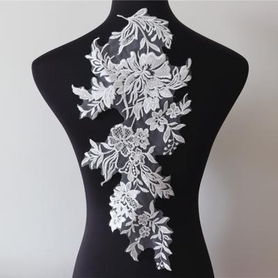 China 2021 New 3D Embroidery Lace Appliques DIY Wedding Dress Sewing Flowers for sale