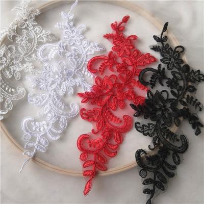 China multicolor 3D lace border mirror applique wedding dress performance dress accessories diy handmade lace flower lace for sale