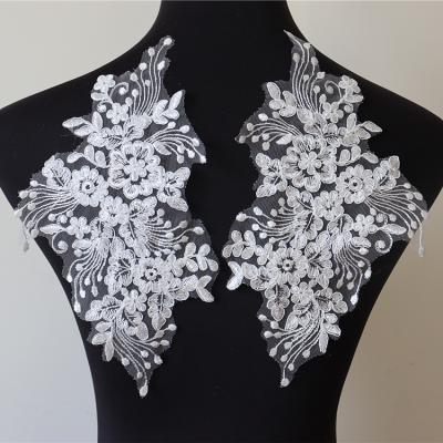 China Handmade Border Lace DIY Wedding Dress Lace Patch Bodice Applique for sale