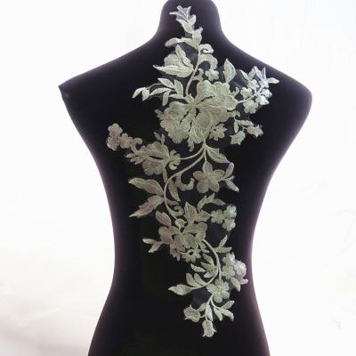 China Handmade Wedding Dress Embroidery Patch DIY Lace Applique Handmade White for sale