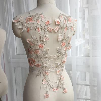 China 3D Wedding Dress Costume Applique DIY Embroidery Lace Patch for sale