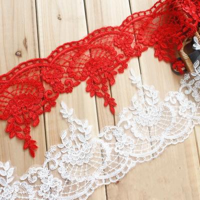 China Beautiful and elegant veil DIY jewelry border lace accessories fabric wedding handmade luxury red lace fabric for sale