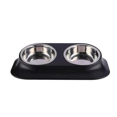 China Durable Custom Logo Durable Stainless Steel Round Cat Food Holder Feeder Dog Factory Pet Feeding Bowl for sale