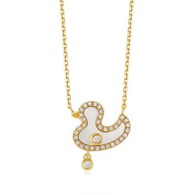 China Fashionable Recommended Products Exquisite Workmanship Small Duck 18k Yellow Gold Diamond Necklace for sale