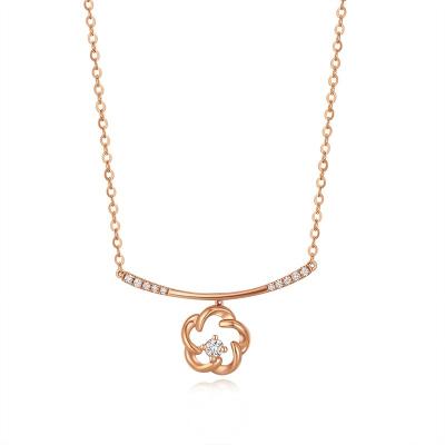 China Good Selling Flower 18k Gold Diamond Necklace Flower 18k Gold Necklace High-Textured Diamond for sale