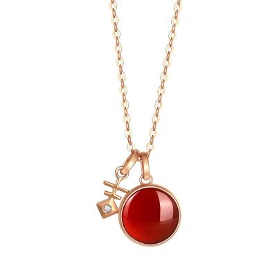 China Fashionable Popular Luxurious Red Agate Necklace 18k Gold Agate Necklace 18k Red Gold for sale