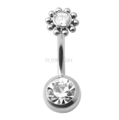 China FASHIONABLE Titanium Welding Jewelry Ring Navel Body Piercing Design Zircon Bezel Setting Belly Piercing for sale