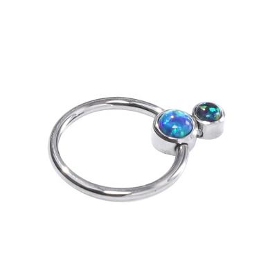 China FASHIONABLE Titanium Opal Bezel Setting BCR Ear Cartilage Ball Closure Rings Piercing Jewelry for sale