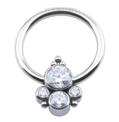 China FASHIONABLE Ring Nose Ring BCR Titanium Body Captive Ball Setting Framing Zircon Jewelry for sale