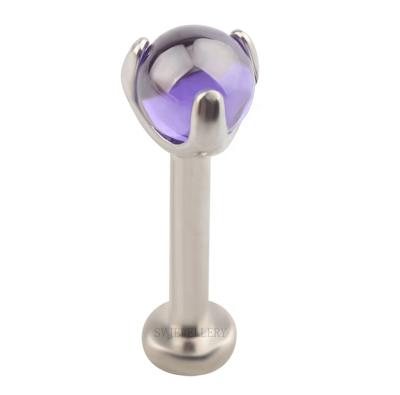 China FASHIONABLE Setting Body Fork Ear Tragus Labret Glass Ball Threadless Titanium Piercing Jewelry for sale