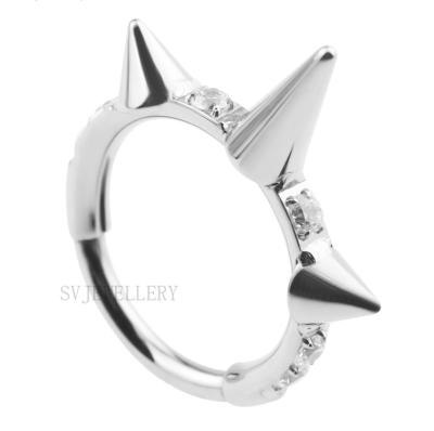 China Titanium Fashion CNC Design Hinged Segment Ring With Spike Nose Ring Ear Helix Tragus Ring Hoop for sale