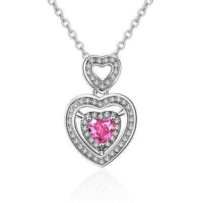 China FASHIONABLE Jewelry Custom Made Brass Pendant Chain Micro Heart Jewelry Love Heart Inlaid Zircon for sale