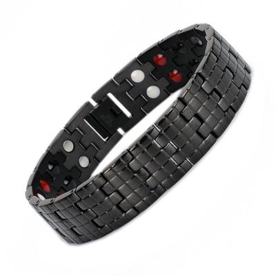 China FASHIONABLE ION Stones Bio Armband Health Titanium Black Health Bracelet Energy Magnet Bracelet for sale