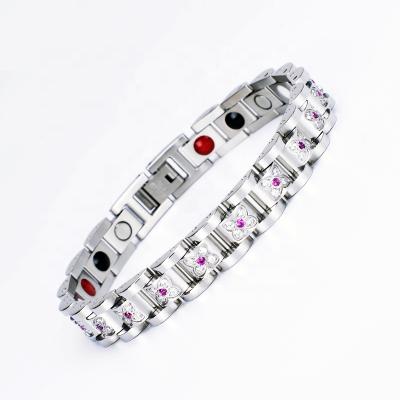 China Titanium Steel Stain Jewelry Diamond Magnet Couple Bracelet Popular Stainless Steel FASHION Bangle Jewelry for sale