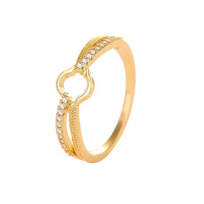 China Cute New Fashion 14K Gold Plated Hollow Silver Ring Zircon Crystal Ring For Girl for sale