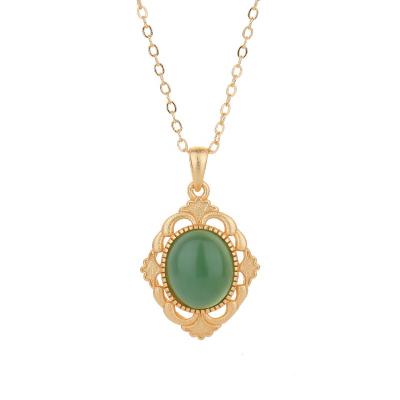 China CLASSIC Gold Plated 18K Agate Stone Flower Designed With Belzel Brass Jewelry Pendant Necklace for sale