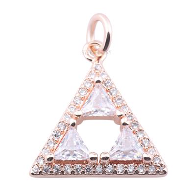 China TRENDY Brass Triangle Zircon Fork Setting Fashion Jewelry Pendant Necklace For Woman for sale