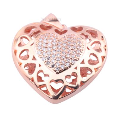 China Trendy Fashion Jewelry Heart Setting Fork Setting Brass Pendant For Necklace for sale