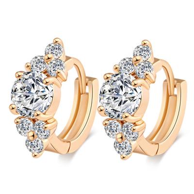 China Newest Fashion TRENDY Brass Prong Set Clear Zircon Circle Earring Ear Jewelry for sale