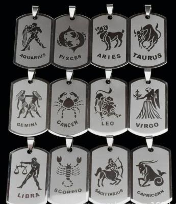 China Hiphop Mens Fashion Titanium Steel Charm Twelve Zodiac Pendant Necklace for sale