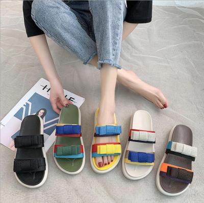 China Fashion Trend New Summer Style Candy Colors Rubber Soft Bottom Sandals Non-slip Flip Flop Beach Shoes for sale