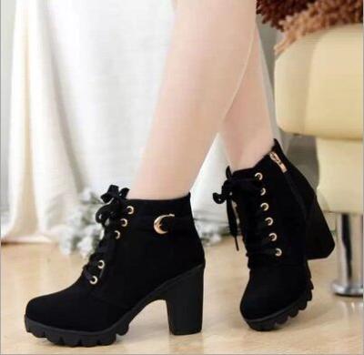 China Fashion trend women's thick heel boots cross-lace high-heeled shorts news boots for sale