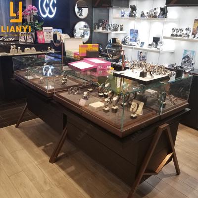 China Modern or Customized HPL Watch Shop Display Furniture Fashion Design Clock Watch Showcase Display Counter for sale