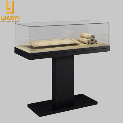 China Modern Or Customized Museum Exhibit T Shaped Display Cabinet With Retracted Base Pedestal for sale